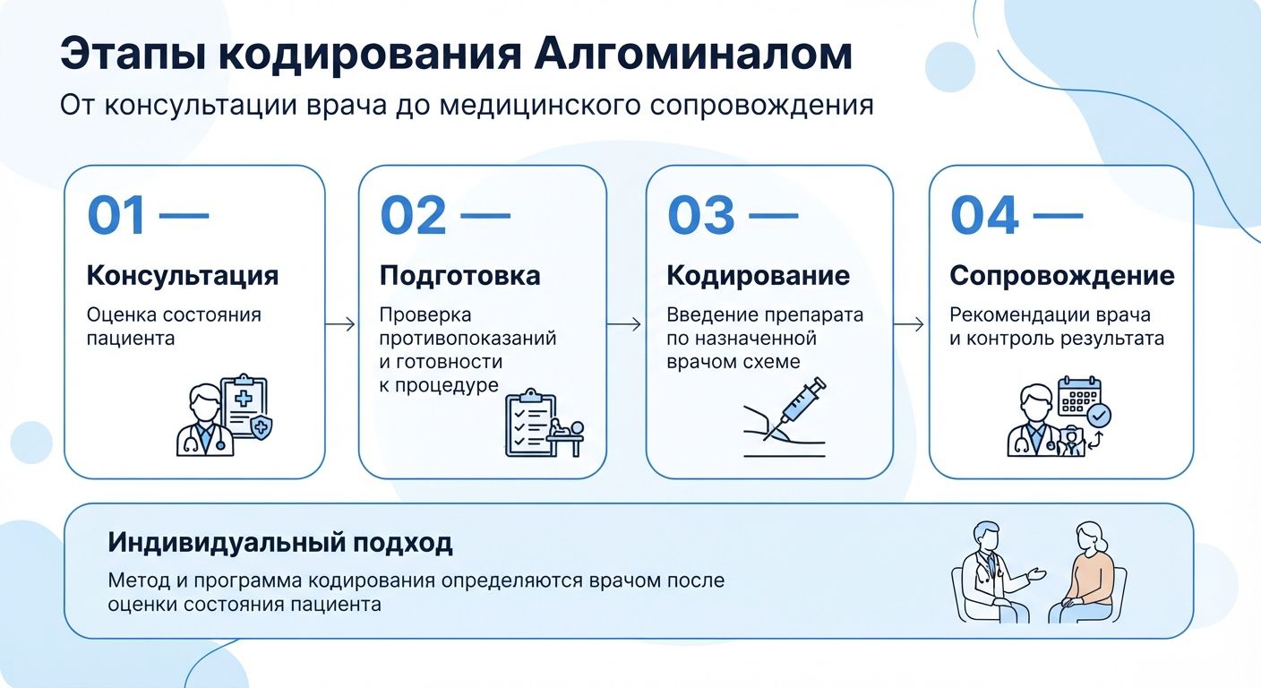 Кодирование препаратом «Алгоминал» в Фролово инфографика